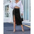thumbnail image 3 of Womens High Waisted Washed Button Front Denim Long Skirt, 3 of 5