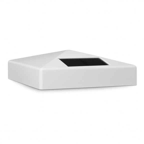 Classy Caps Pyramid Solar Post Cap - Fits 5"x5" Posts - White Vinyl (PVC)