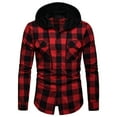 thumbnail image 2 of cllios Mens Flannel Shirts Casual Plaid Hoodies Fall Button Down Shirt Jacket Classic Fit Long Sleeve Lightweight Jacket, 2 of 7