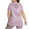 thumbnail image 5 of Jalioing Women's Short Sleeve Athletic Hoodies Plus Size Quick Dry Hooded Gym Workout Shirt Breathable Yoga Tops, 5 of 7