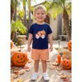 thumbnail image 6 of Cjfdfy Toddler Baby Boy Halloween Thanksgiving Outfits Infant Baby Boys Summer Fall Clothes Short Sleeve Pumpkin in Truck Embroidery T-Shirt and Plaid Pockets Shorts Set, 6 of 9