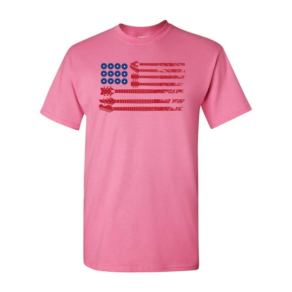 Guitar USA Flag Novelty DT Adult T-Shirt Tee