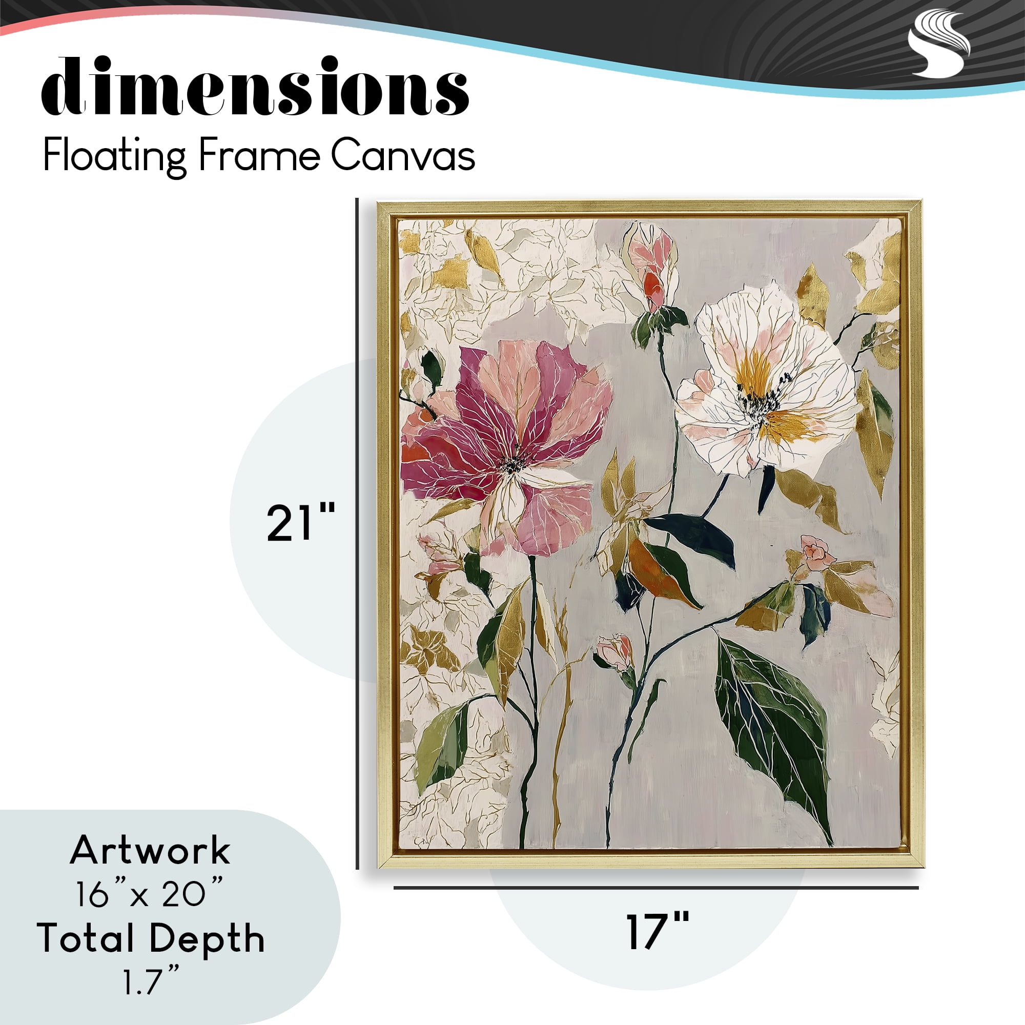 Playful Assumption Abstraction Gold Framed Floater Canvas Wall Art, design by Annabelle Hall