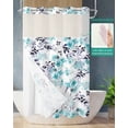 thumbnail image 2 of No Hook Shower Curtain with Snap in Liner, Summer Watercolor Blue Flowers White Hotel Shower Curtains for Bathroom, Washable Shower Curtain Liner Set with Mesh Top Window, 36"x72", 2 of 6