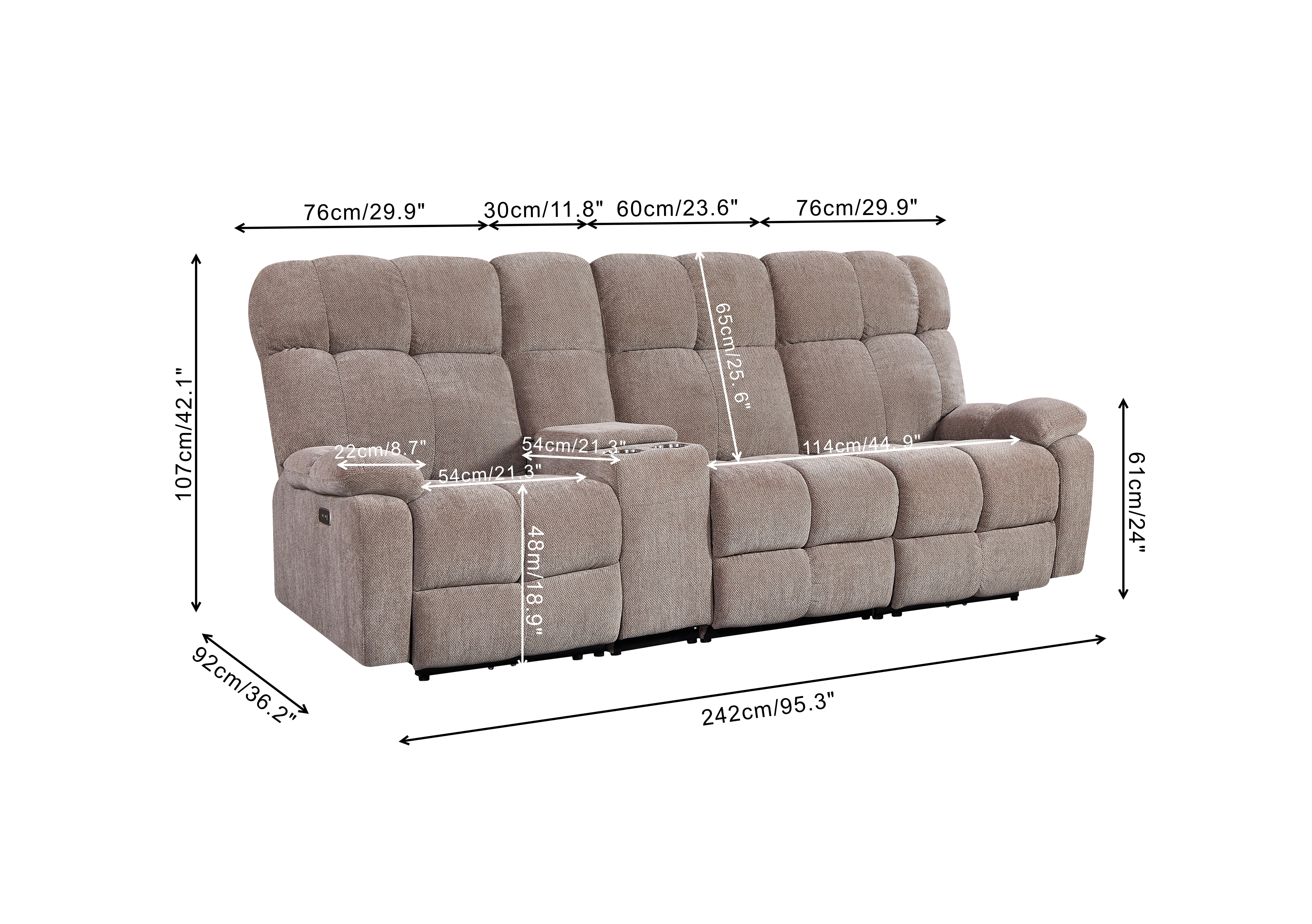 MAYEERTY Home Classic Power Recliner with Soft Fabric,Beige