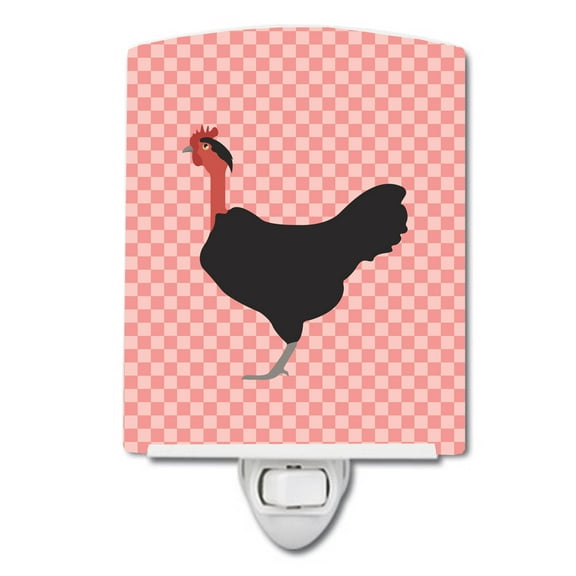 Naked Neck Chicken Pink Check Ceramic Night Light