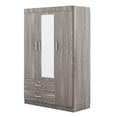 thumbnail image 6 of Miekor Furniture 3-Door Mirror Wardrobe with shelves, Gray BS7798, 6 of 6