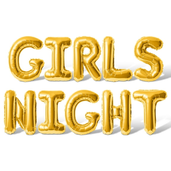 Letter Balloons - GIRLS NIGHT 16" Inch Alphabet Letters Foil Mylar Balloon Girls Night Party Banner (Gold)