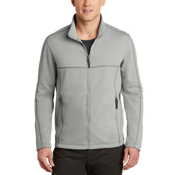 Just Blanks Collective Smooth Fleece Jacket Slightly Longer Length Vislon Center Front Zipper, Gusty Grey, 4XL