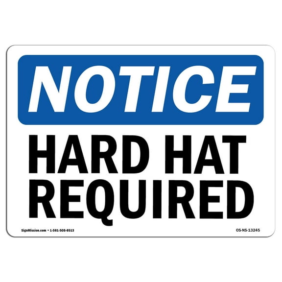 OSHA Notice Signs - Hard Hat Required | Decal | Protect Your Business, Construction Site, Warehouse & Shop Area | Made in the USA