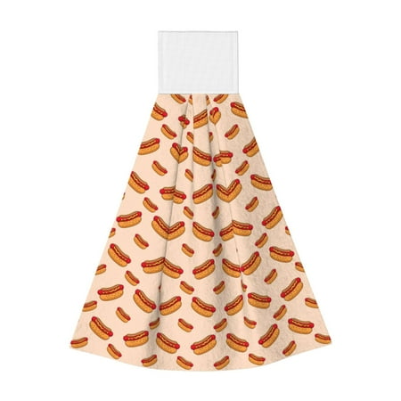 

Sikiie Hot Dog 2 Hand Towel with Loop Hanging Towel Absorbent Tie Towels for Kitchen Tea Bar Bathroom Decor