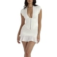 thumbnail image 1 of xiaxaixu Robes pour Femmes, Corset à Manches Courtes Ourlet à Volants Décontracté Couleur Unie Robe de Soirée Vacances Mode Urbaine, 1 of 9