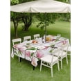 thumbnail image 4 of Outdoor Tablecloth with Umbrella Hole for Patio/Picnic/Party/Camping, Pink Magnolia Waterproof Table Cloth Rectangle Table Cover Washable, Country Botanical Blooms Floral Wooden Grain (60"x 102"), 4 of 9