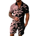 thumbnail image 1 of Male Casual Striped Gradient Ramp Print Two Piece Suit Zipper Short Sleeve Top Suit Drawstring Pocket Short Set Suit Coattails Casual Suits for Men Men Pants Suit 3 Piece Man Suits Chicken Suite Shawl, 1 of 4