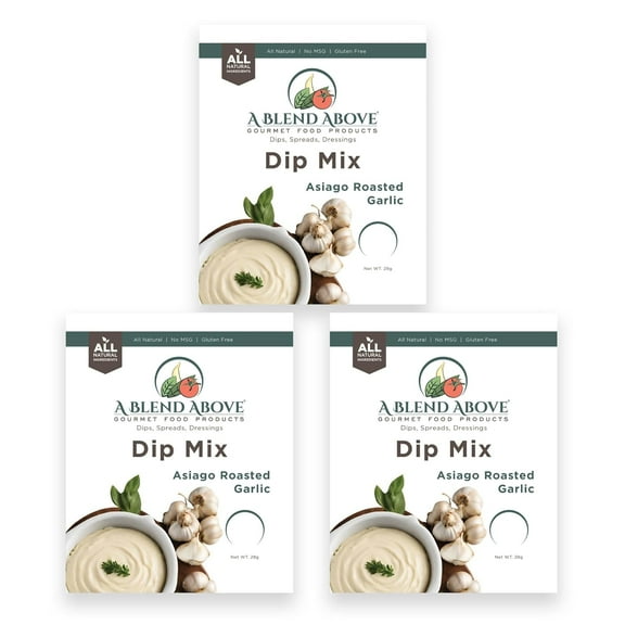 A Blend Above Asiago Roasted Garlic Dip Mix, 3 Packs, Shelf-Stable, Gluten-Free