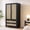 Black Oak, variant on SICOTAS 40"W Oversized Boho Armoire Wardrobe Closet with 2 Large Drawers, 71" Tall Rattan Clothing Storage Cabinet with Shelves & Hanging Rod, Farmhouse Freestanding Wardrobe Cabinet for Bedroom, Oak