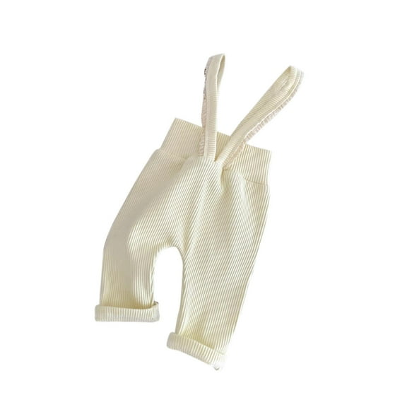 Kureaily Babys Girls Boys Solid Spring Winter Ribbed Long Pants Knit Suspender Trousers Clothes/ 6-9 Months/ (Beige)