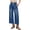 Blue, variant on High Waist Women Elastic Waist Casual Ankle Capris Straight Denim Pants Drawstring Jeans