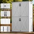 thumbnail image 6 of Patiowell 50 Cu. Ft Outdoor Storage Shed with Floor - No Interior Shelves, Large Resin Cabinet for Patio, Pool & Lawn Tools, White, 6 of 10