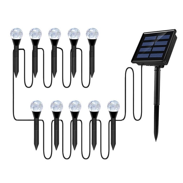 Solar 10 en 1 LáMpara de Pared de Camino de Paisaje de CéSped de JardíN LED al Aire Libre