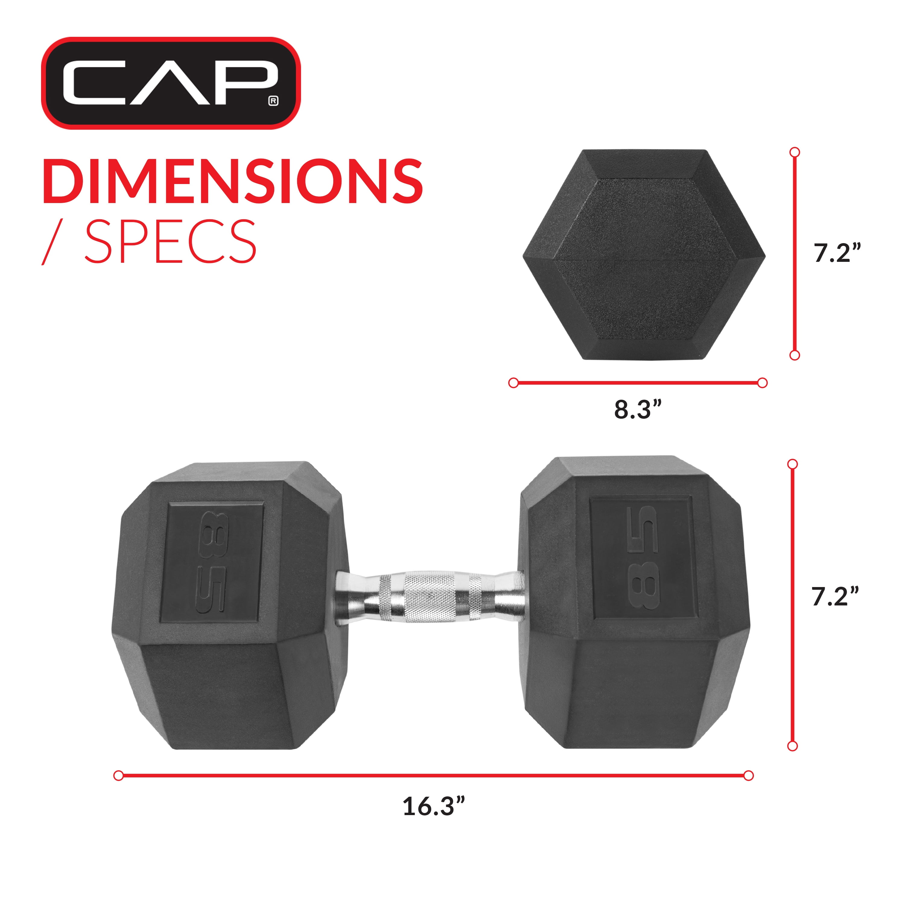 CAP Barbell Coated Hex Dumbbell, Single 85 lbs
