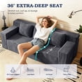 thumbnail image 2 of HSUNNS 71" 3 Setaser Sofa, Comfy Extra Deep Seat 3 Seater Couch for Living Room with Soft Upholstered, Free 3 Pillows and Side Pockets, No Assembly Required, Dark Grey, 2 of 7