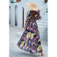 thumbnail image 5 of Women Half Sleeve Wrap V Neck Chiffon Floral Casual Maxi Dress Spring Summer Wedding Guest Dresses for Women Royal Blue M, 5 of 7