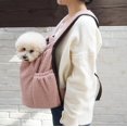 thumbnail image 4 of Travel Solid Color Soft Velvet Chest Pet Backpack Dog Chest Bag Cat Chest Bag (gray), 4 of 6