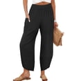 thumbnail image 1 of Pantalones capri ANRABESS Palazzo Summer de pierna ancha para mujer, color negro, 1 of 6