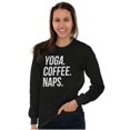 thumbnail image 4 of Yoga Coffee Naps Meditation Fitness Women Plus Size Long Sleeve Graphic Tee Brisco Brands 2X, 4 of 5