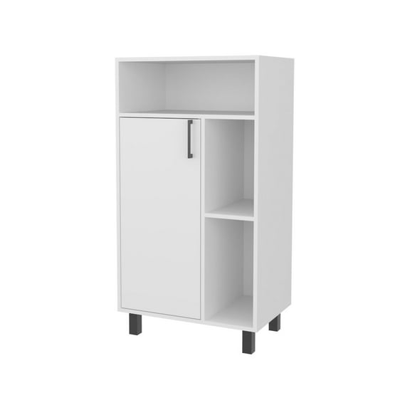FM FURNITURE Blackwater Cabinet with Open Storage and 1 Door White