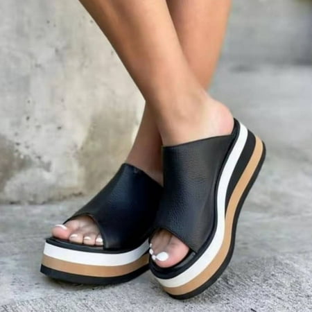 

Wedge Sandals for Women Comfortable Slide Dressy Beach Walking Slip On Platform Casual Sandal A10
