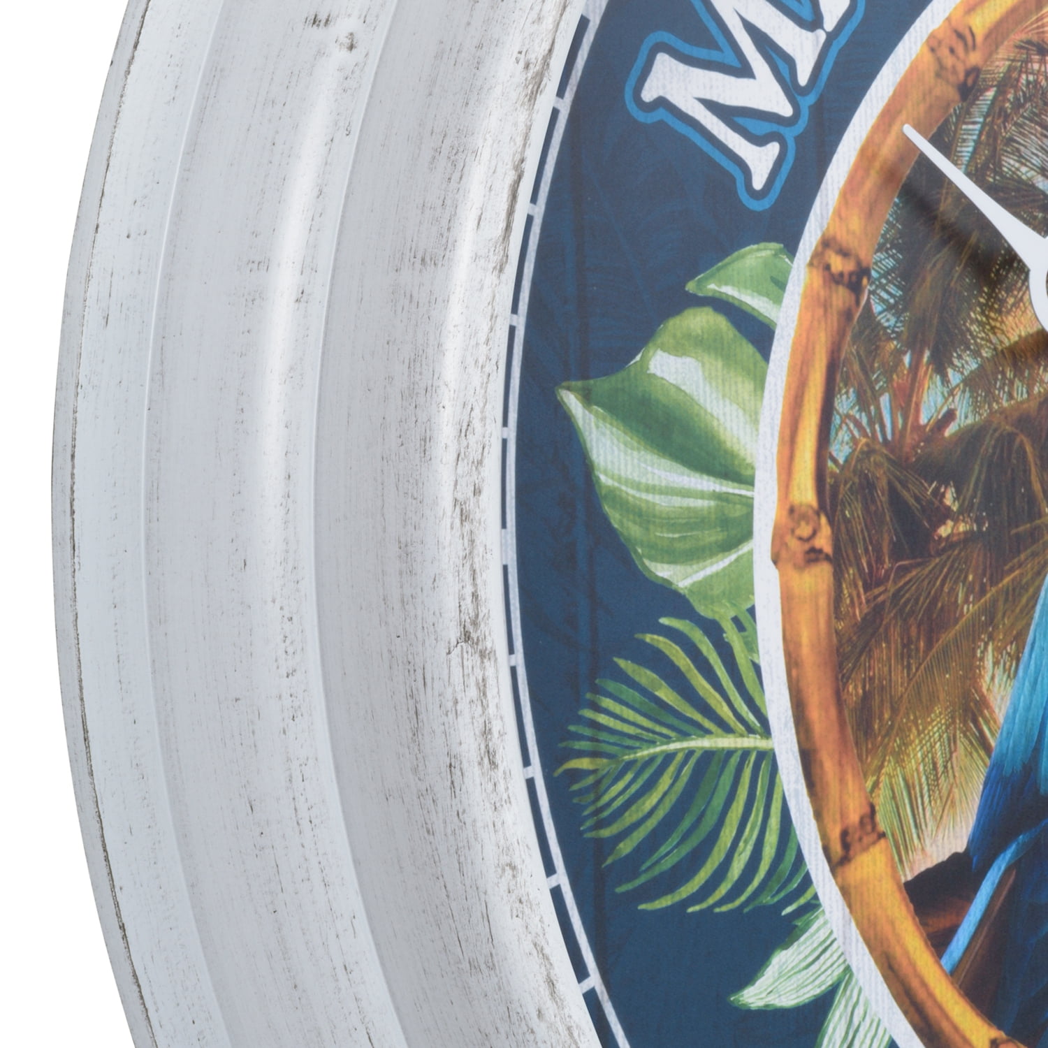 La Crosse Clock 15.75 inch Indoor/Outdoor Quartz Wall Clock w/ Temp - Margaritaville Macaw, 433-3841MV6T