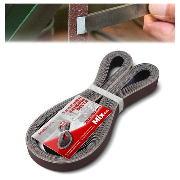 Juego de cintas lijadoras makiwork, 25 x 1067 mm, 15 unidades, 80/120/150/240/400 granos