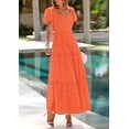 thumbnail image 6 of PRETTYGARDEN Summer Dresses for Women Eyelet Square Neck Puff Sleeve Smocked Wedding Guest Maxi Dress with Pockets, 6 of 8