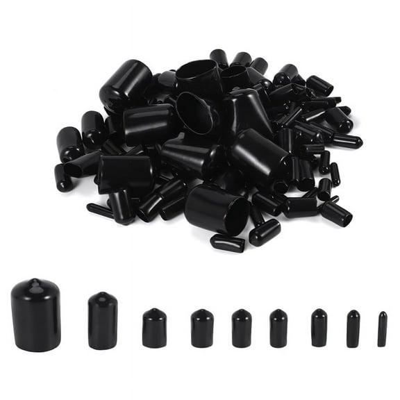 160Pcs Assorted Size Rubber End Caps, Flexible Screw Thread Protector Caps Round Vinyl Bolt Cover in 9