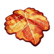 Fall Maple Leaf Shaped Area Rug,Embossed Vein Autumn Floor Mat,Irregular Leaf‑Shape Floor Carpet for Entryway Living Room Harvest Season Home Decoration,24x16