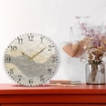thumbnail image 2 of 10" Artistic Round Wall Decorative Desk Clock Wall Clock Home Decor Light Gray Mountains, 2 of 6