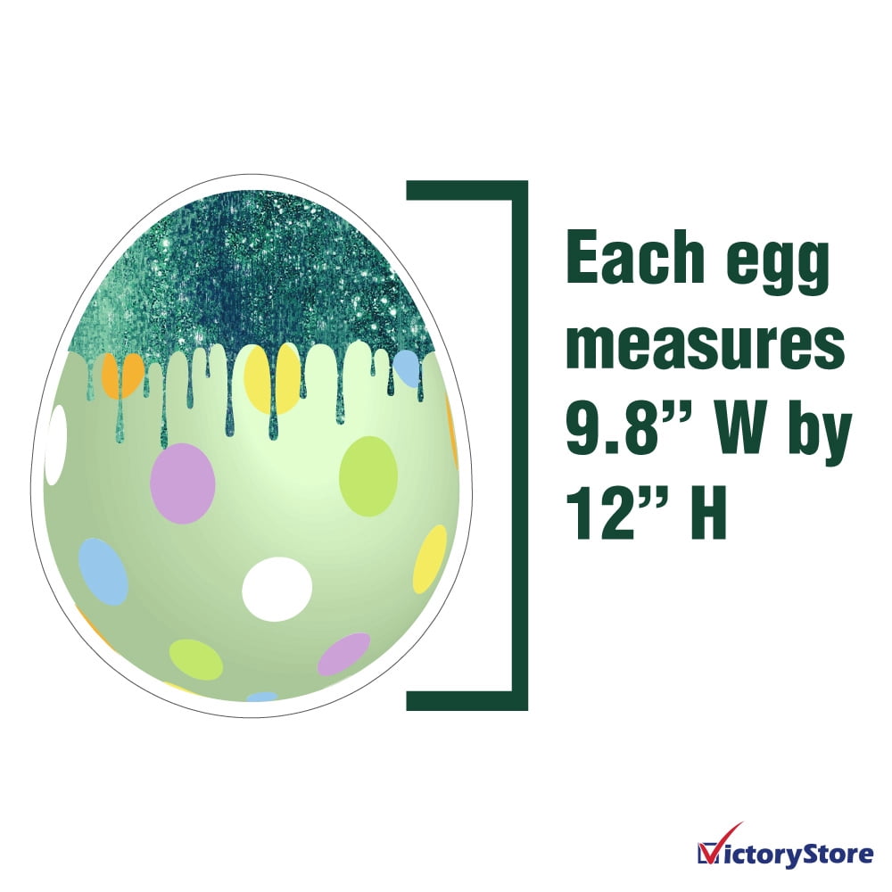 Victory Store Jumbo Multicolor Glitter Easter Eggs For Yard Decor Set 19144