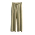 thumbnail image 2 of Pantalones largos de pierna ancha para mujer, informales, con cintura elástica lisa, holgados hasta el tobillo, de seda helada, rectos para primavera y verano, 2 of 5