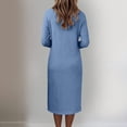 thumbnail image 6 of GUACER V Neck Midi Dresses for Women Solid Long Sleeve Soft Casual Slim Fit Dresses for Fall Winter Lounge Wedding Guest Gift, 6 of 7