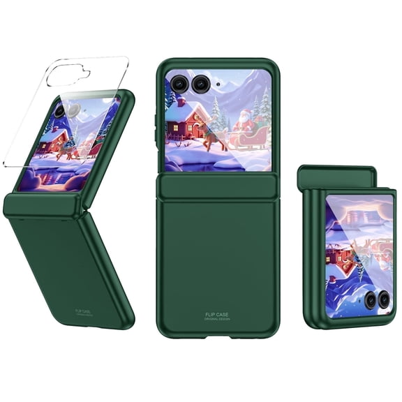 Vizvera for Motorola Razr 2024/2025/2026 Phone Case,With Hinge Protection,Screen Protector,Slim Full-Body Rugged Anti-Scratch Shockproof Case-Green
