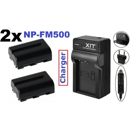 2-Pcs NP-FM500H Li-Ion Battery With Charger For Sony Alpha A57 A58 A65 A68 A77