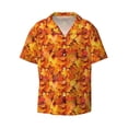 thumbnail image 2 of Lsque Autumn Maple Leaf Pile print Men's Cuban Collar Short Sleeve Shirt Summer Beachwear Casual Button Down Fashionable Vacation Leisure Shirt-4X-Large, 2 of 7