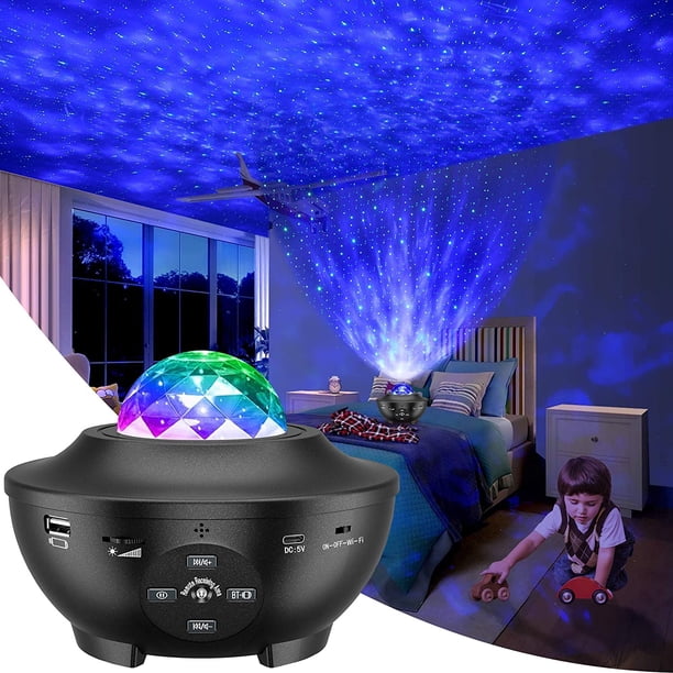 Proyector Aleko Star Sky, luz nocturna para niños, lámpara de proyector de estrella de nube giratoria LED, control remoto, reproductor de música con Bluetooth y temporizador, para regalos de fiesta de Halloween de Navidad ACTIVE Biensenido a ACTIVE