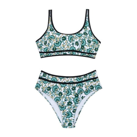 Zuesphe Womens Swimsuits Bikini Top Bathing Suit for Women Tummy Control Ladies Swimwear Two Piece Modest Tankini Tops for Women Flounce Halter Clearance Sales