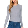 thumbnail image 5 of Made by Olivia Women's Solid Long Sleeve Crew Neck Fitted Ribbed Sweater Top, 5 of 7
