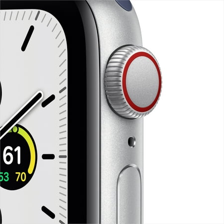 Apple Watch SE (GPS + Cellular) 40mm Silver Aluminum Case with Deep Navy Sport Loop - Silver