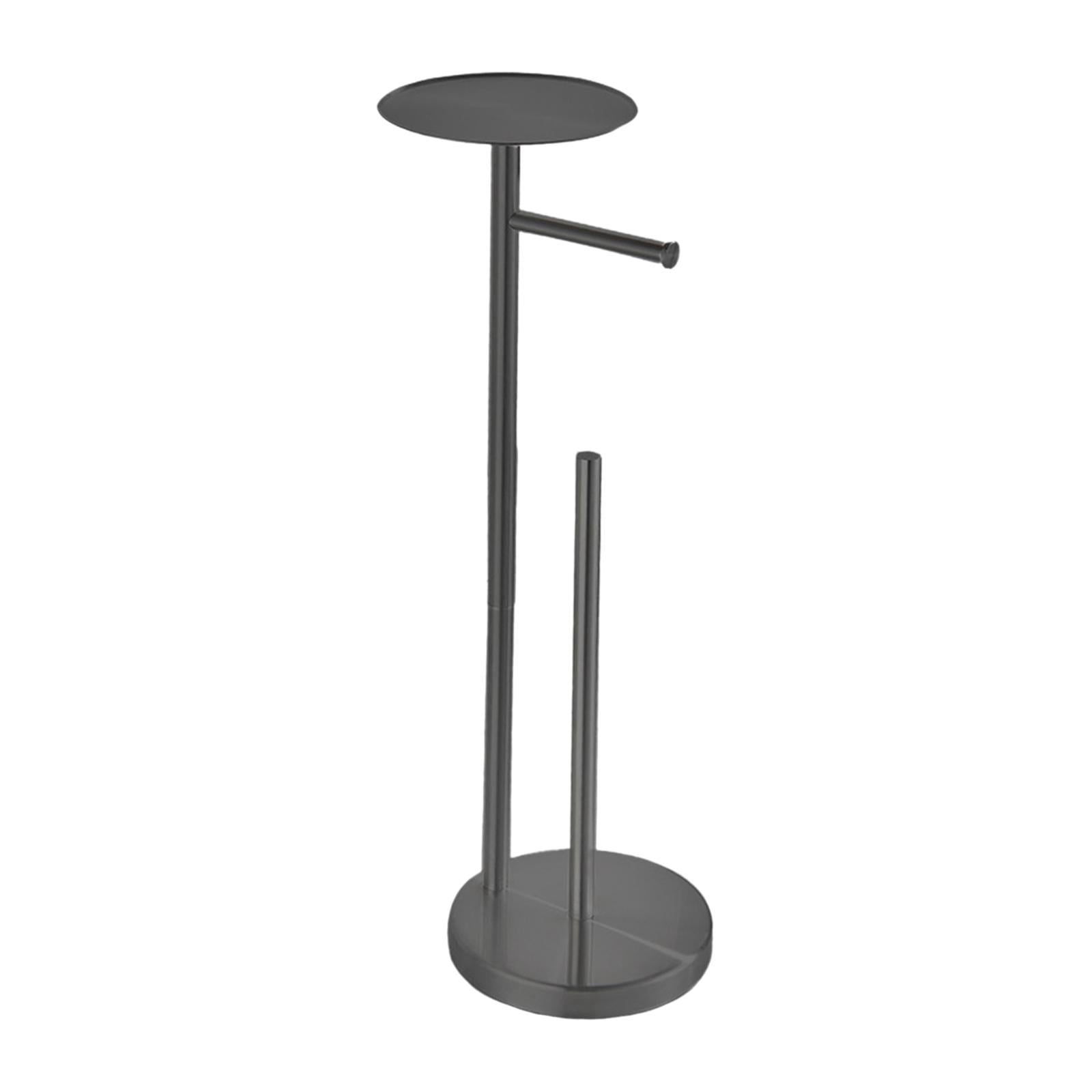 Fiocias Freestanding Toilet Paper Holder Stand Organization with Storage Shelf,Stainless Black