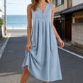 thumbnail image 5 of Afdoent Dresses For Women Linen Maxi Dresses For Casual V Neck Long Dress Sleeveless With Pockets Beach Travel Vacation Long Sundress Beach Vacation Clothes, 5 of 5